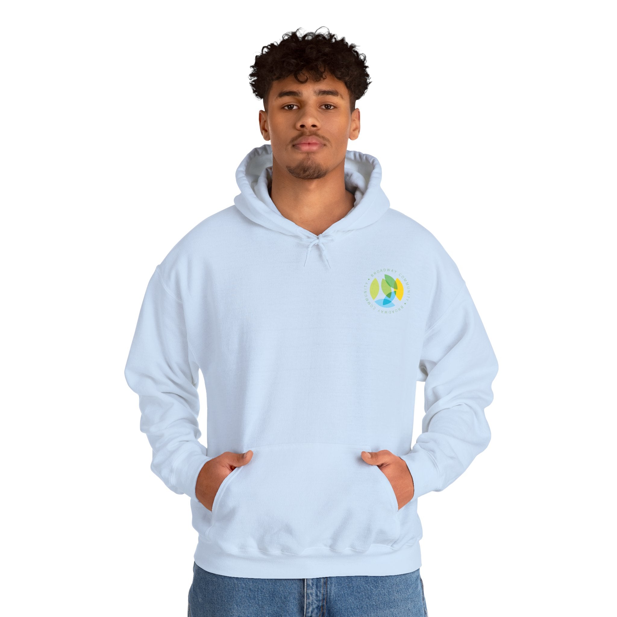 Serving New Yorkers Light Blue Hoodie - Broadway Community Collection